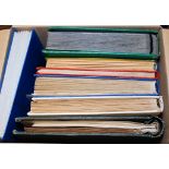 BOX WITH VARIOUS IN SEVEN STOCKBOOKS, RUSSIA, AUSTRIA, USA, THEMATICS, LATIN AMERICA ETC.