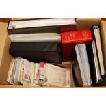 BOX OF COVERS AND CARDS IN SIX BINDERS AND LOOSE, MUCH GB, ALSO EUROPE, COMMONWEALTH ETC.