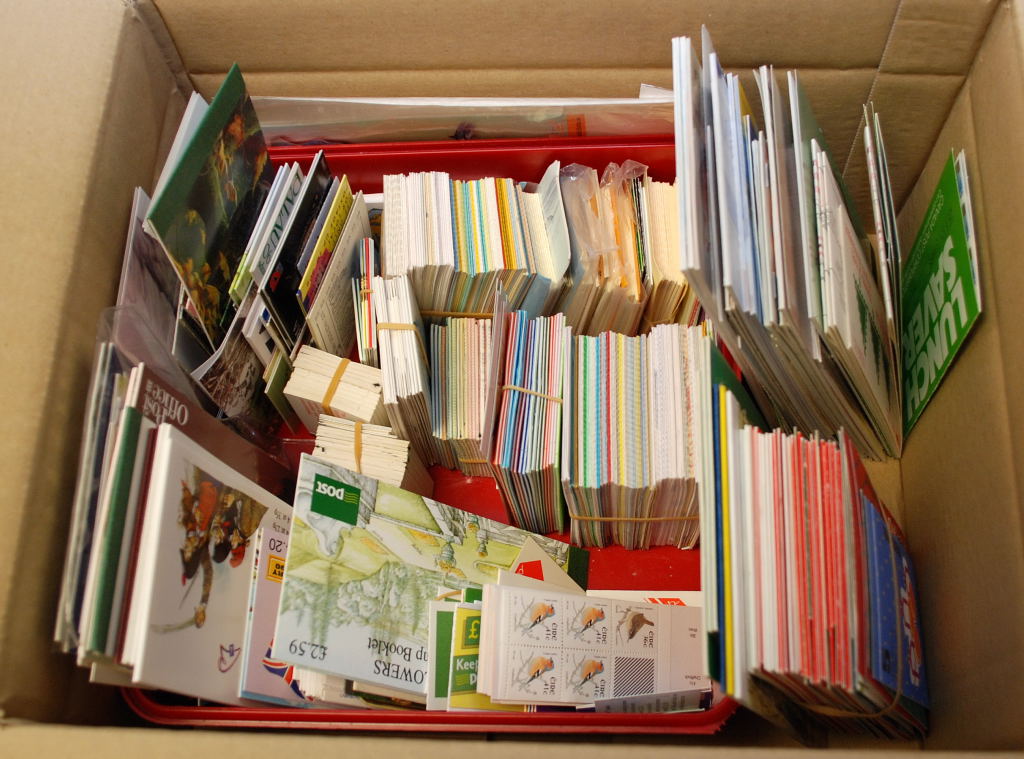 BOX OF BOOKLETS, IRELAND, CHANNEL ISLANDS, SWEDEN, CANADA, BIRD THEMATICS ETC.