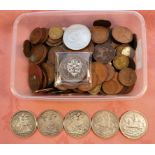 GB COINS: SMALL TUB MIXED COINS INCL. CROWNS 1822, 1889, 1890, 1935 (2) ETC.