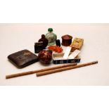 A COLLECTION OF ORIENTAL INTEREST ITEMS INCLUDING OPIUM BOTTLES, M.O.P.