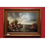 A 19TH CENTURY 'LANDSCAPE WITH RIVER' (RESTORATION AND RE-LINING) BEARING SIGNATURE RIMA,