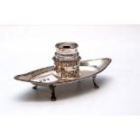 A SILVER INK STAND AND DISH,