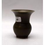 GREEN LOW VASE WITH CHINESE CHARACTERS TO BASE