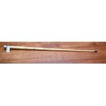 19TH CENTURY NARWHAL WALKING CANE WITH LATER SILVER CAP