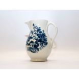 WORCESTER BLUE AND WHITE MASKED JUG PRINTED WITH FENCED GARDEN PATTERN 18.