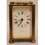 A MODERN BRASS CARRIAGE CLOCK WITH FRENCH MOVEMENT