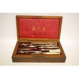 A VICTORIAN FRENCH ROSEWOOD DRAWING BOX AND CONTENTS