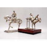 SILVERED FINISH CONTEMPORARY HORSE JUMPER FIGURE MARKED R.