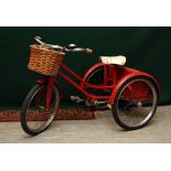 EARLY CHILD'S THREE WHEELER TRIKE FINISHED IN RED.