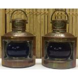 A PAIR OF COPPER PORT AND STARBOARD MARINE LIGHTS LABELLED "CAPT. M.