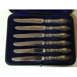 A CASED SET OF SIX TEA KNIVES,