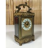 A FRENCH CARRIAGE CLOCK WITH ENAMEL CHAPTER RING