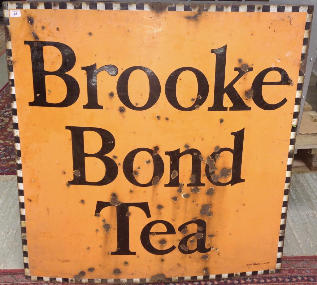 A LARGE ENAMELLED SIGN "BROOKE BOND TEA" ,