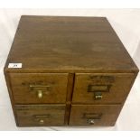 1940s OAK 4 DRAWER DESK TOP OFFICE FILING CHEST 30 X 40CM