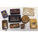 MISCELLANEOUS ITEMS TO INCLUDE MOTHER OF PEARL CARD CASE, HORN/TORTOISESHELL SNUFF BOX,