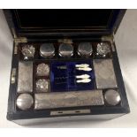 ROSEWOOD VANITY BOX COMPLETE WITH BOTTLES AND JARS,