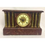 AMERICAN MARBLE EFFECT MANTLE CLOCK IN CLASSICAL STYLE, HT.