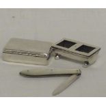 SILVER FRUIT KNIFE , SILVER STAMP TROUGH,