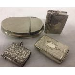 3 VESTA CASES TO INCLUDE ONE SILVER AND A PLATED SNUFF BOX