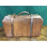 BROWN LEATHER GLADSTONE BAG,