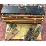 VINTAGE WOODEN TOOL CHEST AND CONTENTS