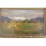 OIL ON BOARD "HIGHLAND HARVEST" BEARING LABEL TO BACK RALPH BERNERS CHAFFEYMOOR GRANGE BOURTON