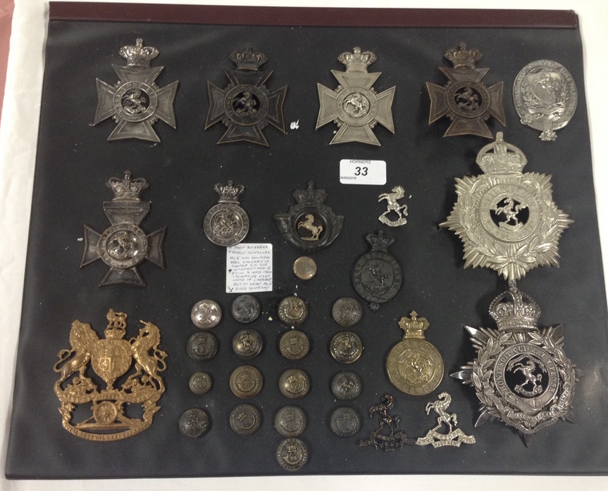 COLLECTION OF KENT RELATED BADGES HELMET PLATES AND BUTTONS INCLUDING ROYAL WEST KENT 3RD VOLUNTEER - Image 2 of 6