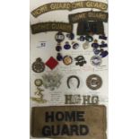 COLLECTION OF WW1 HOME GUARD BADGES PATCHES AND ARM-BAND