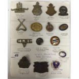 COLLECTION OF WWI VOLUNTEER HOME DEFENCE UNIT BADGES