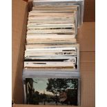 BOX OF MIXED POSTCARDS, WARNINGLIDE POST OFFICE RP, LONDON, SUDBURY RP, POSTMARKS, ETC. (APPROX.