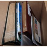 BOX OF VARIOUS IN FOUR ALBUMS OR LOOSE, SOME COMMONWEALTH, RHODESIA, BRITISH ARMY POST IN EGYPT ETC.