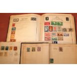 SMALL BOX WITH OLD TIME COLLECTIONS IN DISBOUND ALBUMS AND LOOSE, FEW COVERS ETC.