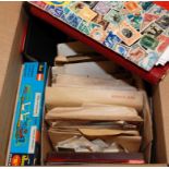 SMALL BOX WITH COLLECTION IN TWO ALBUMS AND LOOSE IN ENVELOPES,