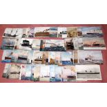 MIXED POSTCARDS SHOWING SHIPS, LINERS WITH CUNARD, WHITE STAR, FERRIES, ROYAL YACHT ETC.