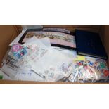 BOX OF ALL WORLD LOOSE, IN PACKETS, COVERS ETC.