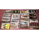 BOX OF SUBJECT POSTCARDS, RAILWAY, SOCIAL HISTORY, ROYALTY, NAVAL ETC.