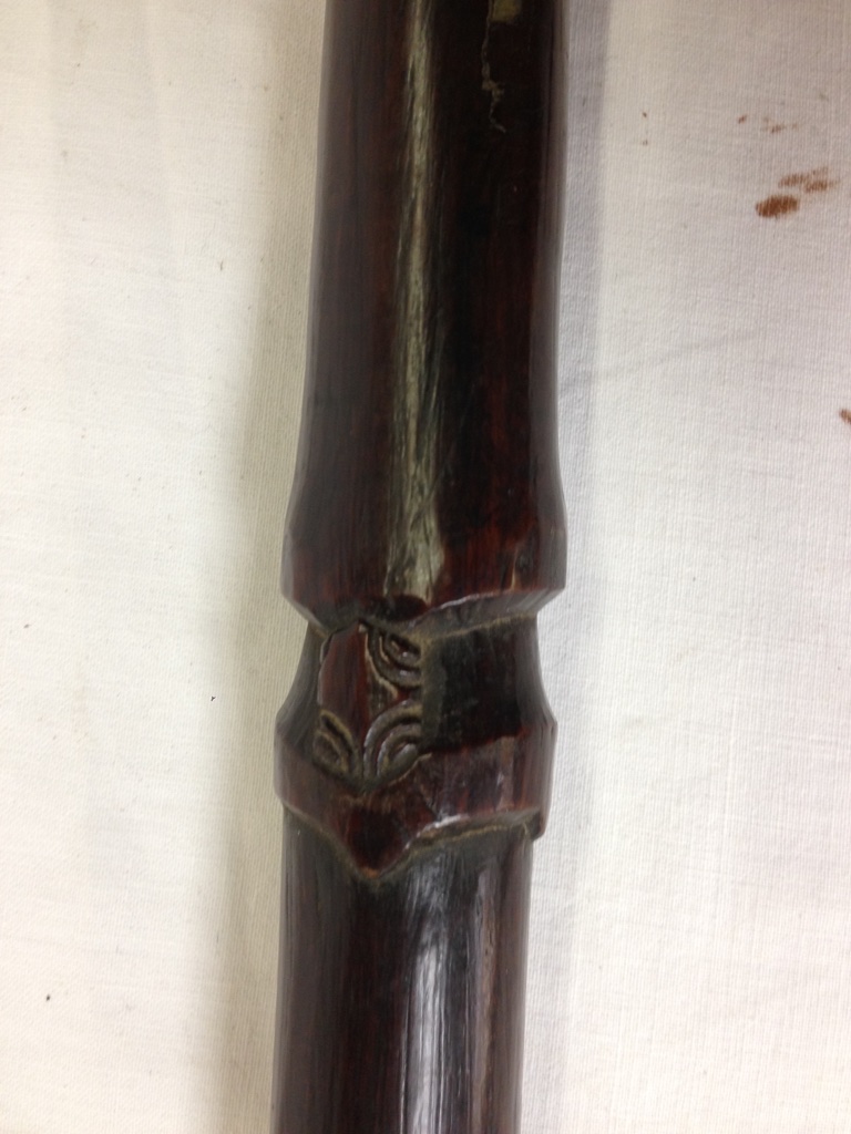 TRIBAL CARVED AXE HEAD STAFF - Image 3 of 4