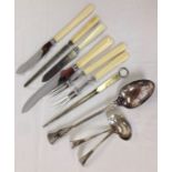 SIX PIECES OF BONE HANDLE CARVING CUTLERY,