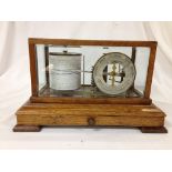 VINTAGE BAROGRAPH IN OAK AND GLASS CASE, 7 DAY MOVEMENT, GRAPH DRUM,