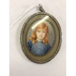 MINIATURE OVAL PORTRAIT OF YOUNG GIRL