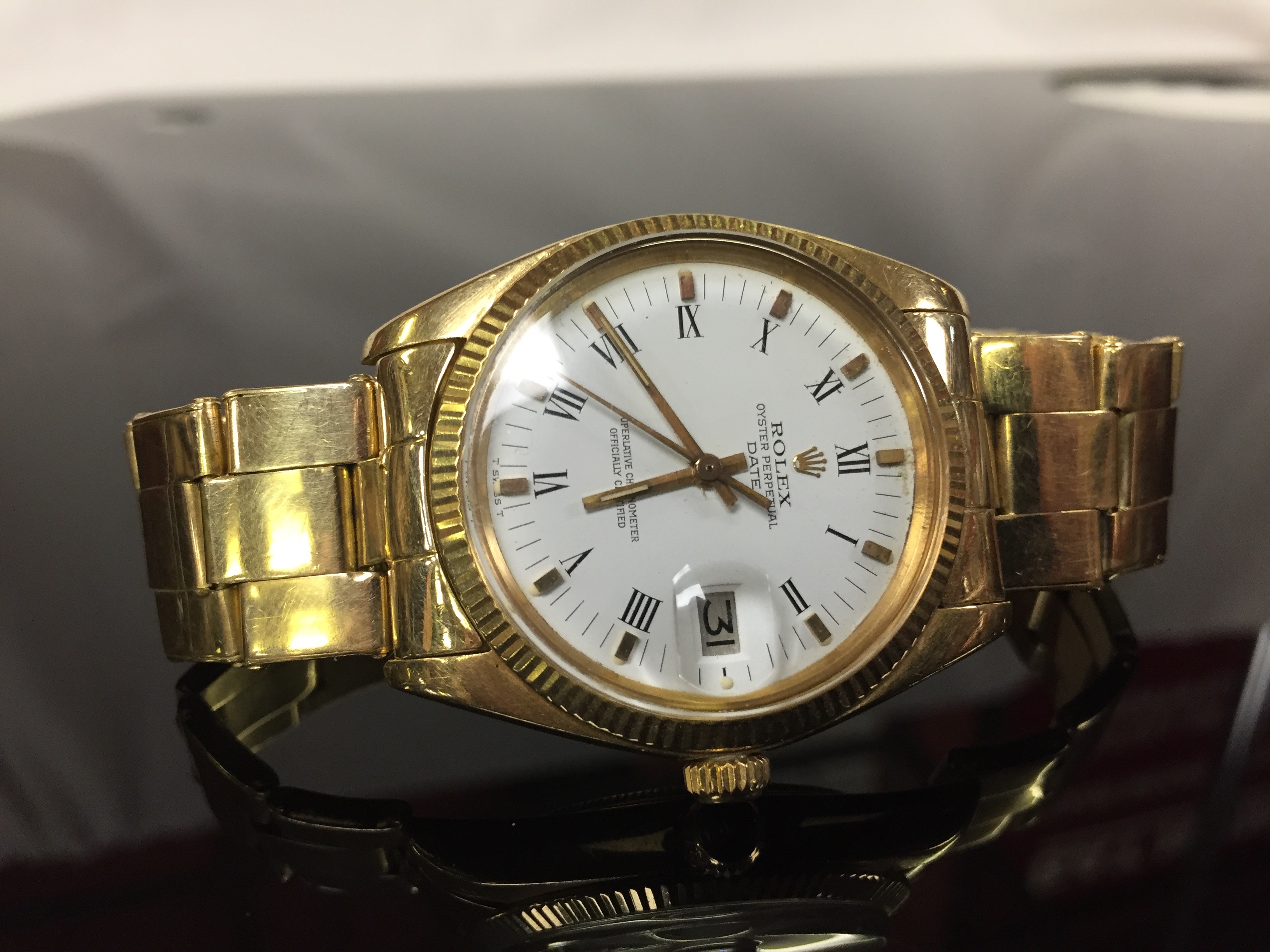 ROLEX 18CT GOLD OYSTER PERPETUAL DATE JUST GENTS WRIST WATCH, - Image 2 of 4