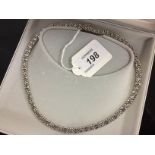 18CT. WHITE GOLD DESIGNER NECKLACE IN PRESENTATION BOX (APPROX. 31GMS.