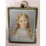 MINIATURE PORTRAIT OF YOUNG GIRL BEARING INITIALS G.E.M.