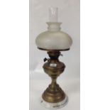 ADVERTISING BRASS LAMP WITH PORCELAIN BASE "MEREDITH & DREW LIMITED CELEBRATED BANBURY CAKES" BY