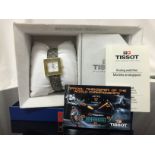 TISSOT DESIGNER LADY'S 18CT GOLD WRIST WATCH ON STYLISH DESIGNER STRAP,