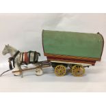 TWO HANDMADE WOODEN WAGON MODELS