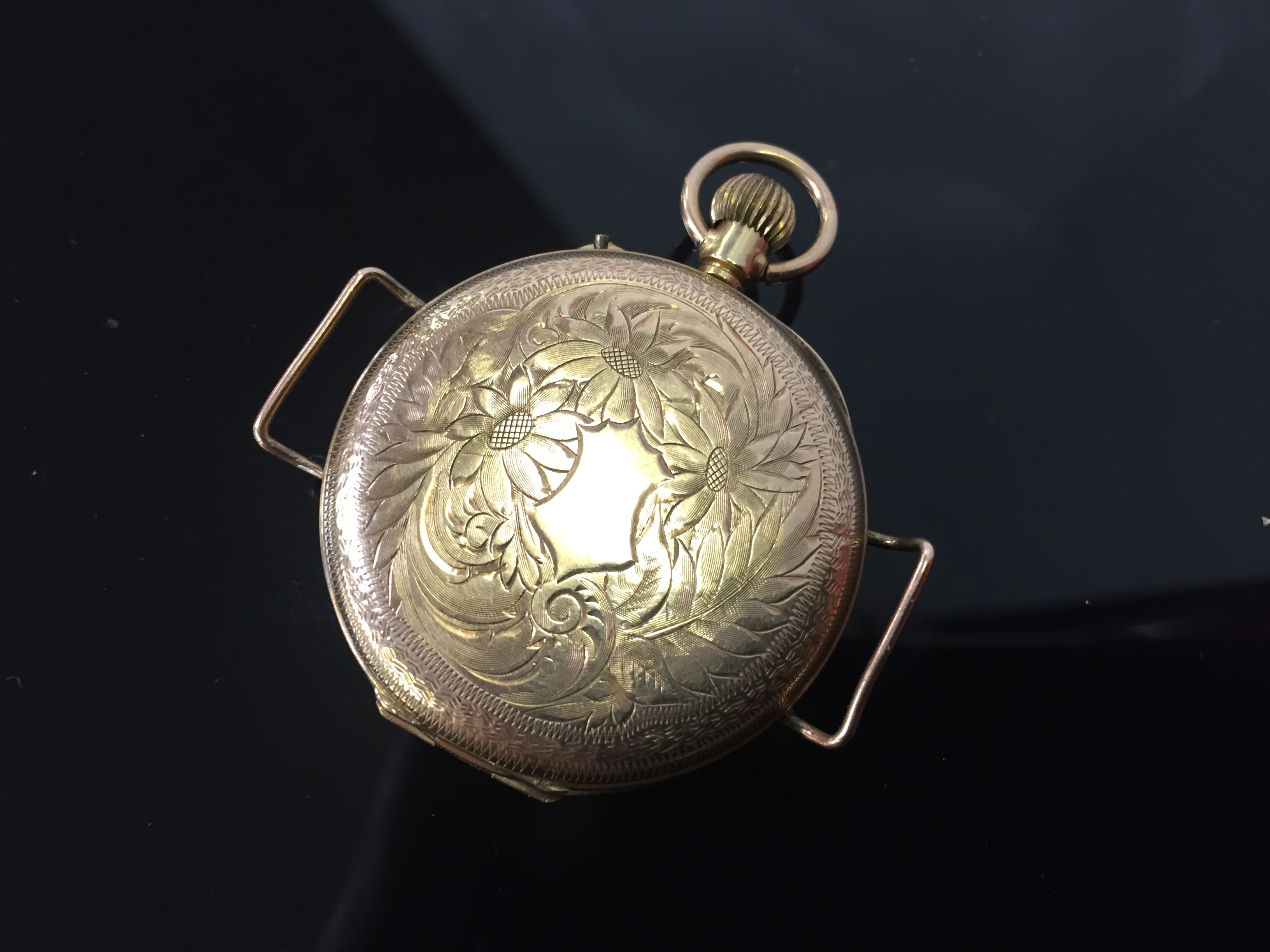14CT GOLD FOB WATCH (CONVERTS TO WRIST WATCH) WHITE ENAMEL DIAL WITH FLORAL DECORATION AND ROMAN - Image 4 of 4