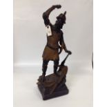 SPELTER FIGURE OF A KNIGHT ON A SHIP "OLD ENGLAND"