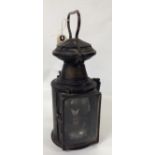 SOUTH EASTERN AND CHATHAM RAILWAY HAND LAMP STAMPED "S.E. & C.R." WITH BRASS PLATE S.R.A. G.